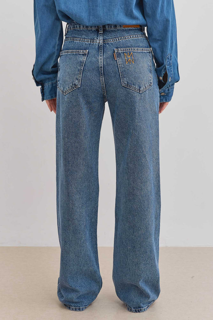 מכנסי דנים לאב גזרה ישרה | ג'ינס כהה