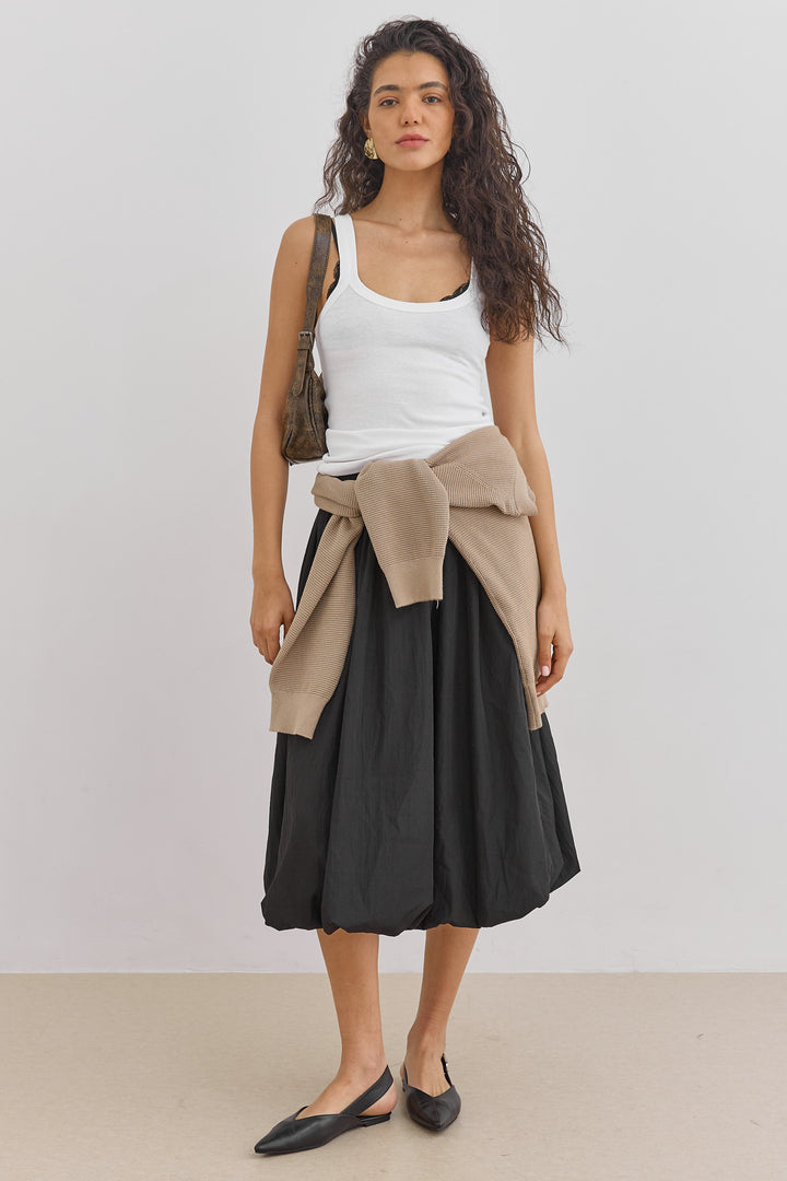 חצאית בלון אניה אורך מידי | שחור