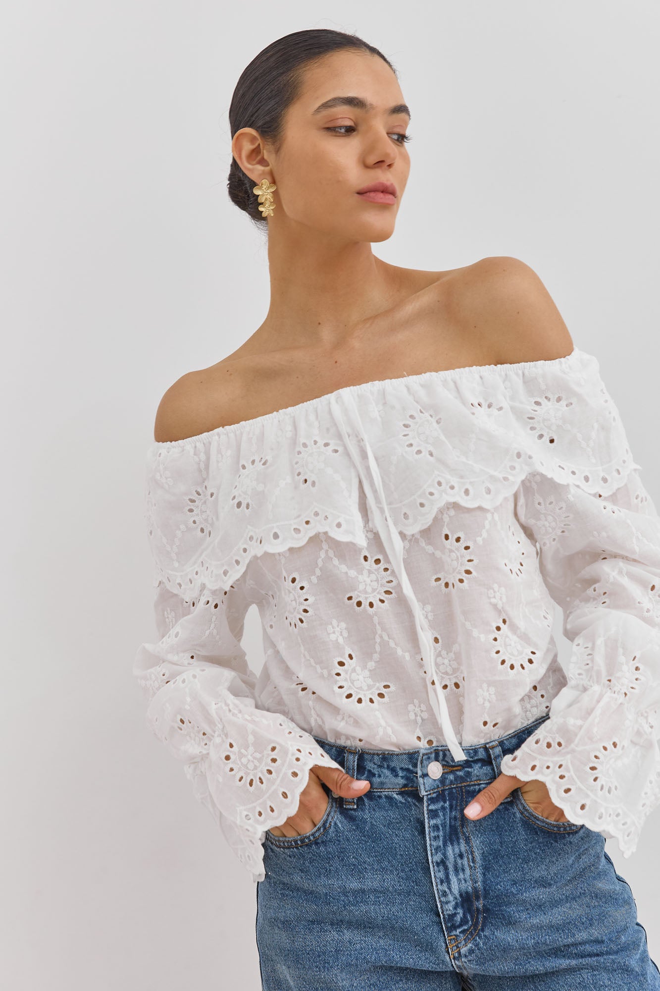 חולצת רקמה מרי אוף שולדרס | לבן