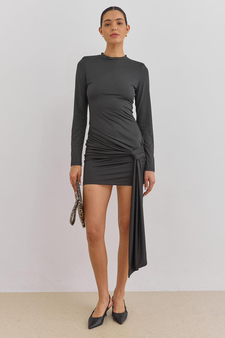 שמלת מיני שיקאגו בשילוב קשירה | שחור