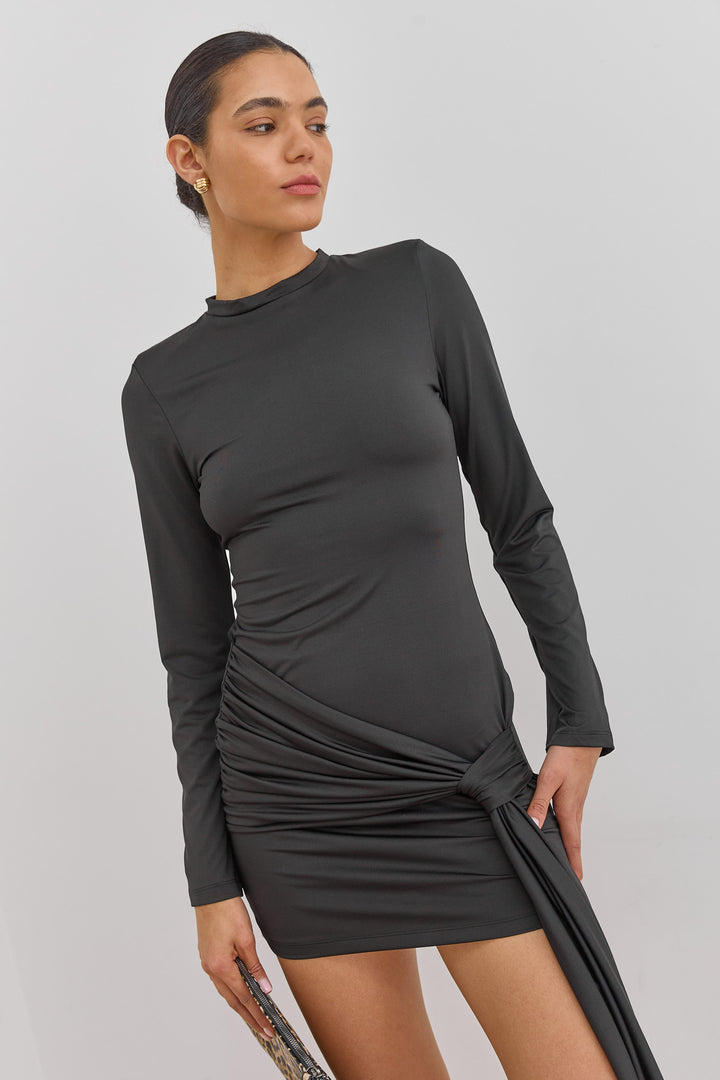 שמלת מיני שיקאגו בשילוב קשירה | שחור