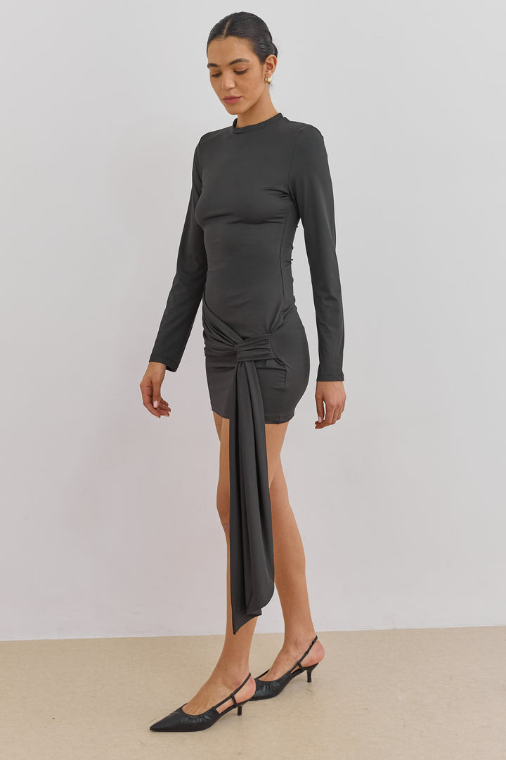 שמלת מיני שיקאגו בשילוב קשירה | שחור