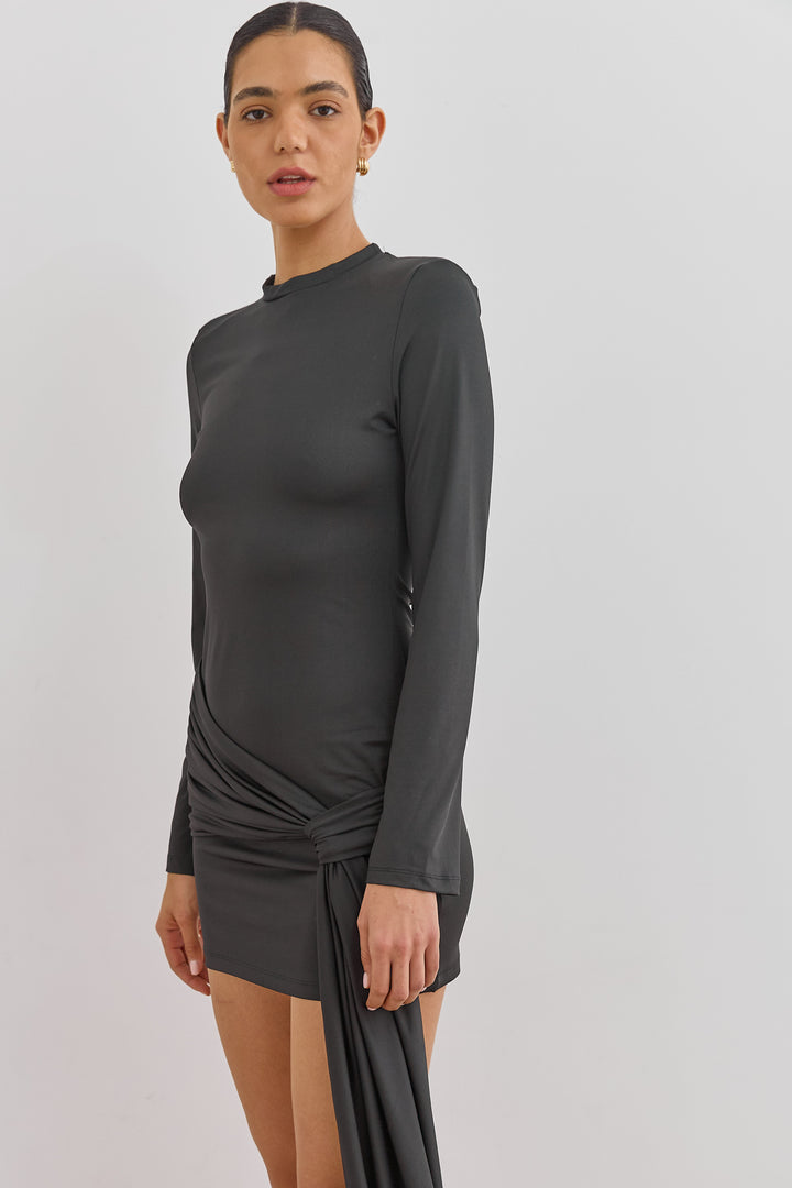 שמלת מיני שיקאגו בשילוב קשירה | שחור