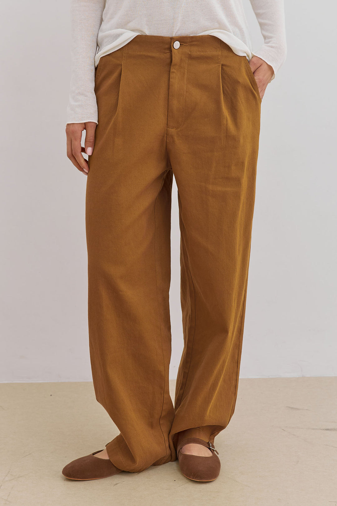 מכנסי אווה גזרה רחבה | קאמל