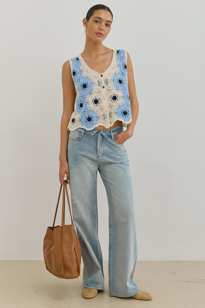 מכנסי ג'ינס אנג'ל חגורת מותן מקופלת | ג'ינס בהיר