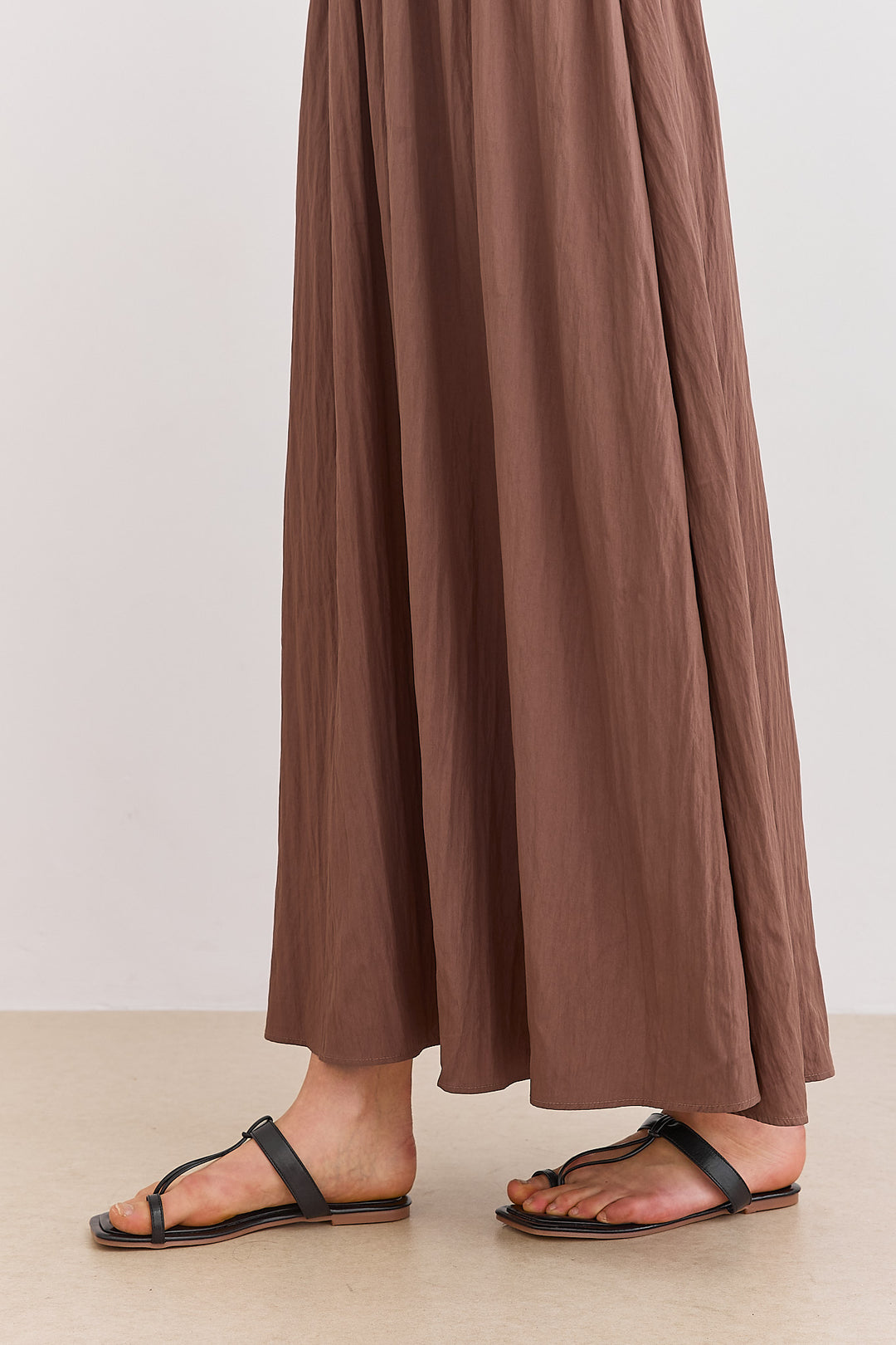 שמלת מקסי אלכסנדרה בד משולב | חום