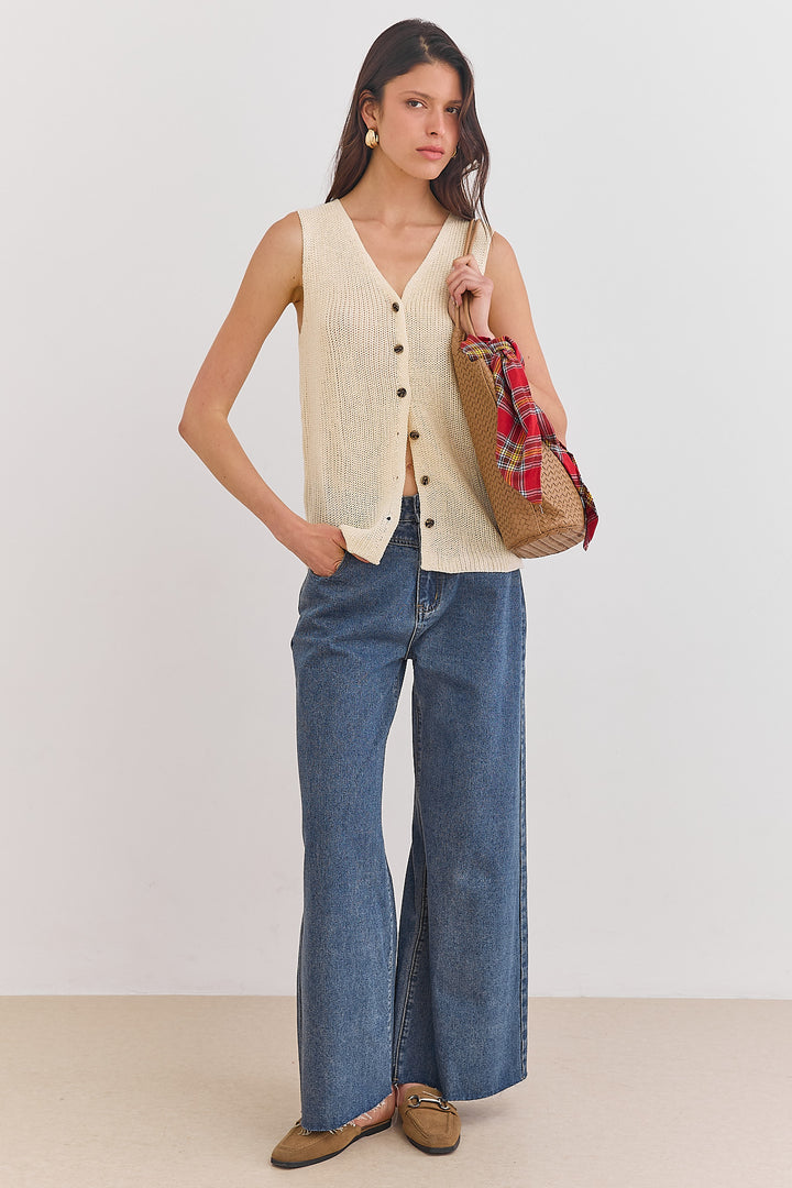 ווסט סריג דק לורנס מחשוף וי | בז'