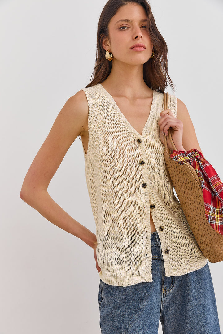 ווסט סריג דק לורנס מחשוף וי | בז'