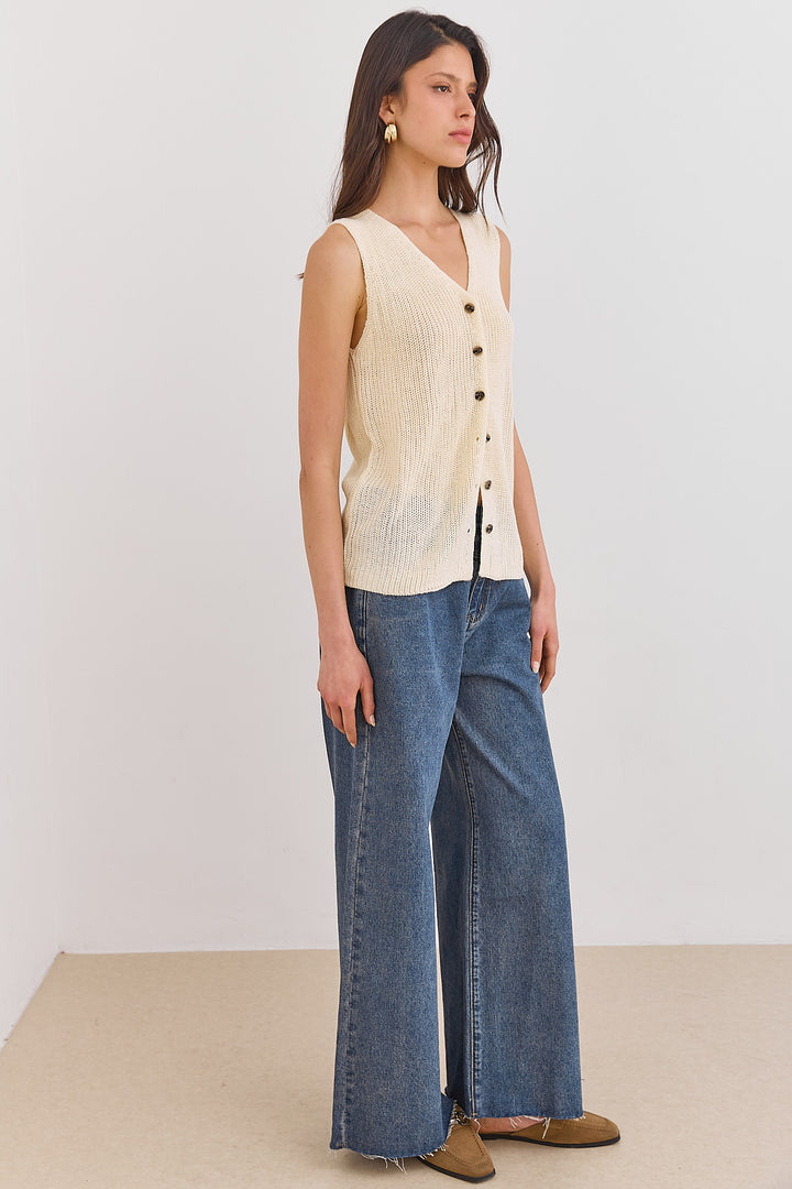 ווסט סריג דק לורנס מחשוף וי | בז'