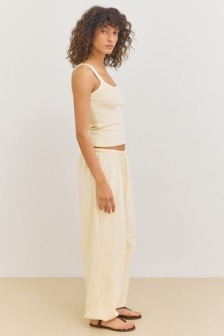 מכנסי בלון סשה בשילוב גומי | צהוב חמאה