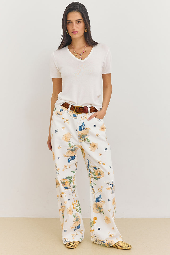 מכנסי דנים פמלה פרינט  | צבעוני