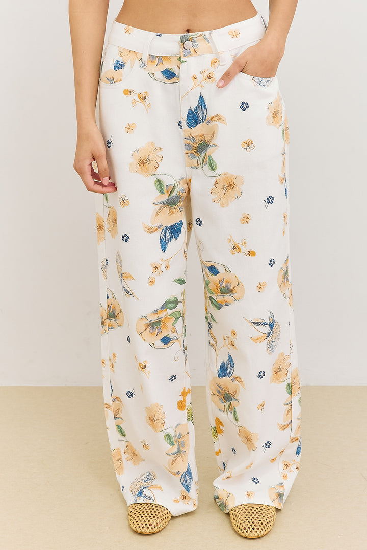 מכנסי דנים פמלה פרינט  | צבעוני