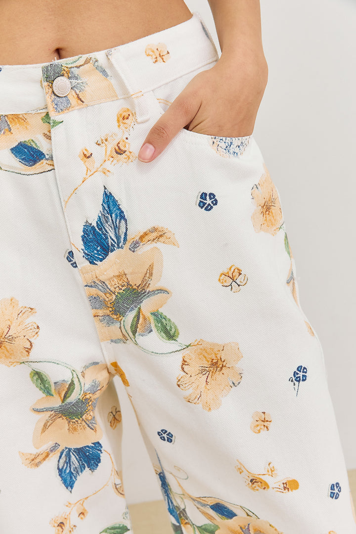 מכנסי דנים פמלה פרינט  | צבעוני