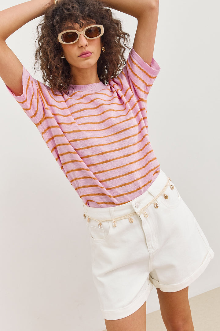 שורטס דנים שלי בשילוב קונכיות | שמנת