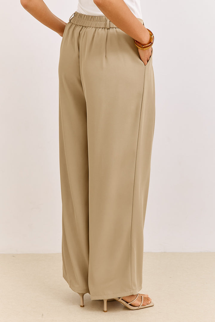 מכנסיים מחויטים ליר גזרה רחבה | חאקי