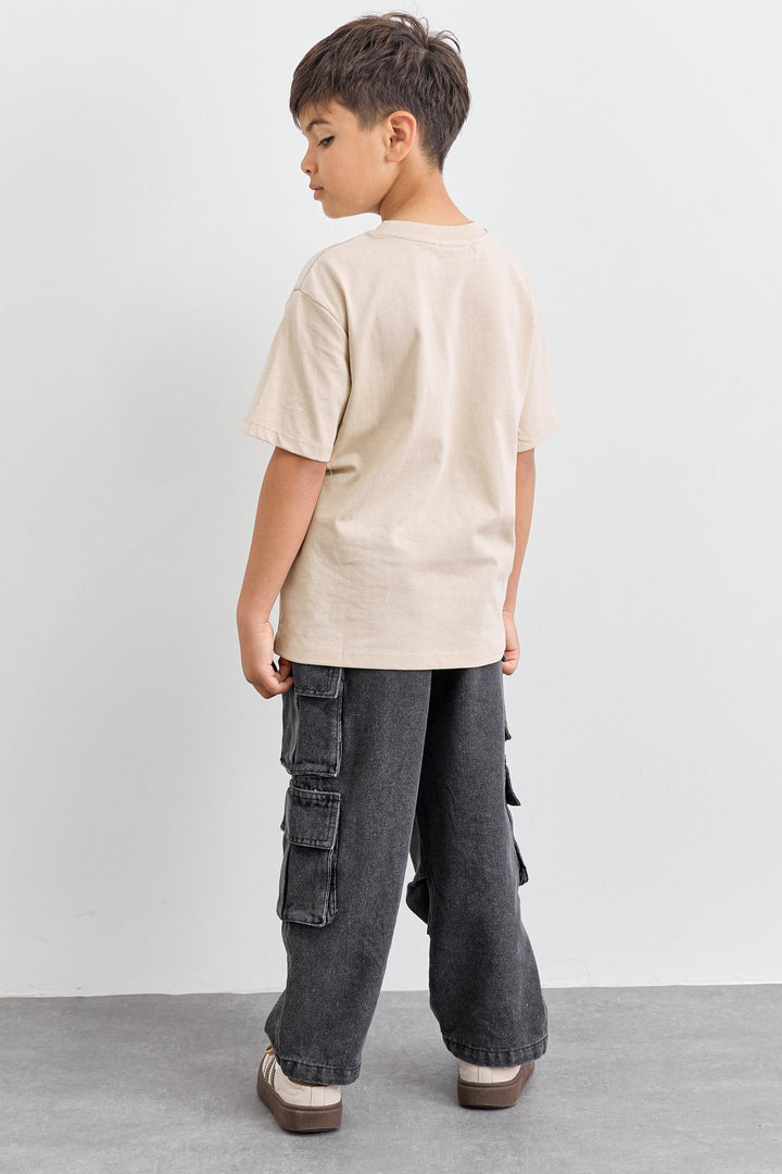 טישרט SUNSET גזרת אוברסייז | בז'