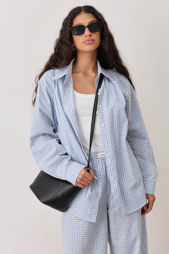 מכופתרת מדריד משבצות | כחול בהיר