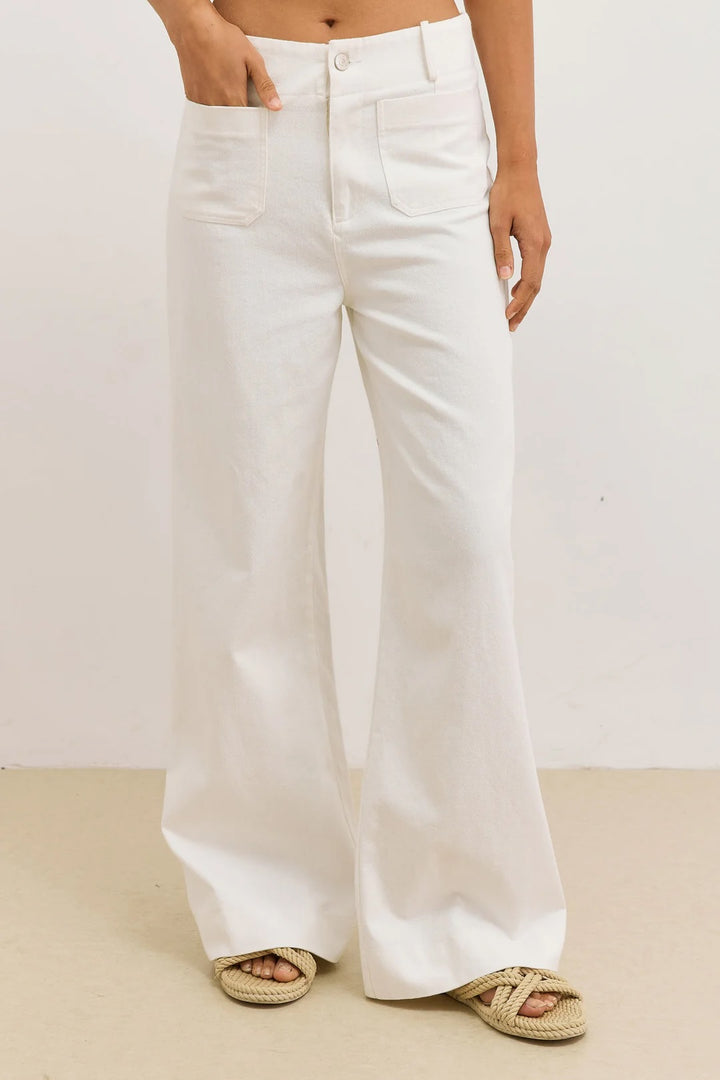 מכנסי דנים צ'ארלי כיסים קדמיים | לבן