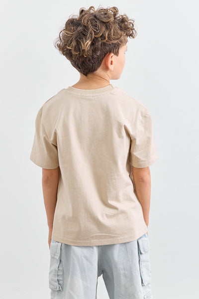 טי שירט BEACH בגזרת אוברסייז | בז'