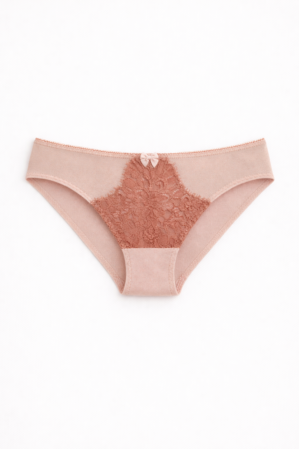 תחתוני רשת אנני בד משולב | ורוד/חום