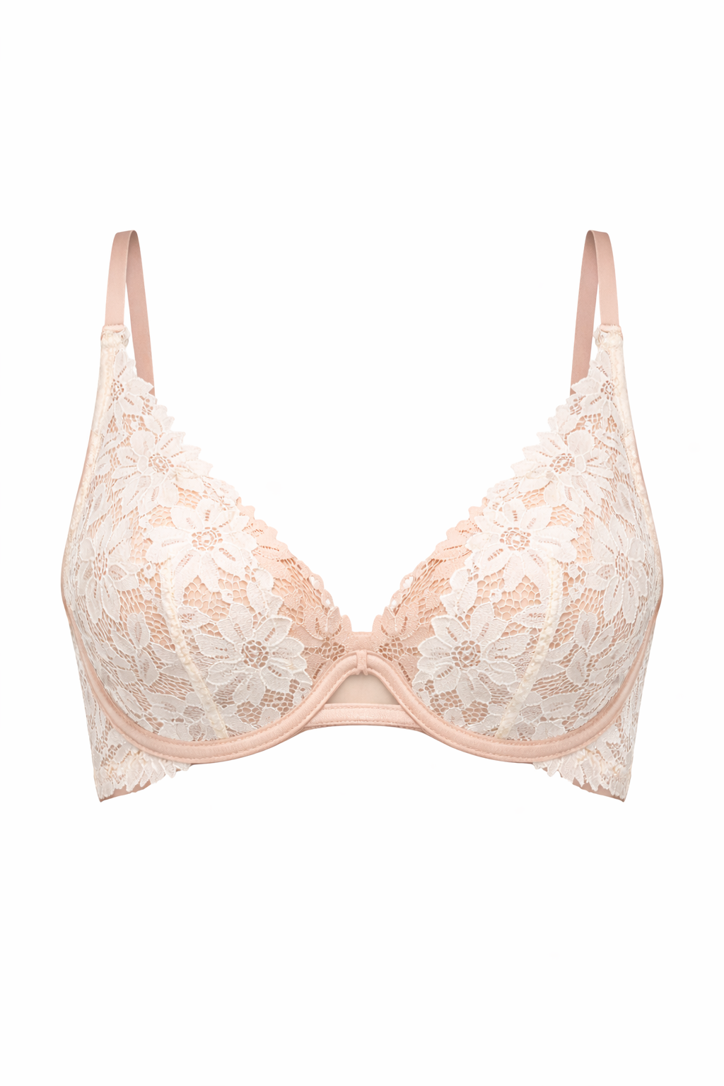 חזיית תחרה אנג'לה בשילוב ברזלים | שמנת/פודרה