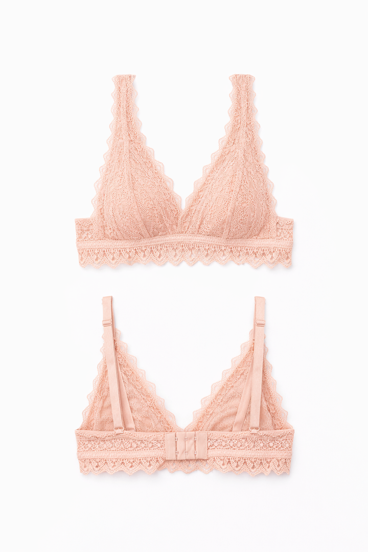 חזיית תחרה אמילי בשילוב בטנה | ורוד