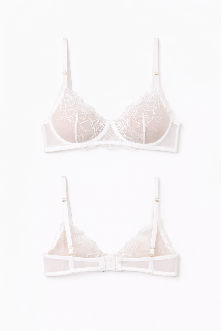 חזיית רשת פלאוורס בשילוב ברזלים | לבן