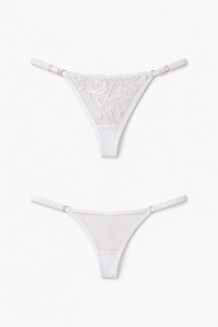 תחתוני חוטיני פלאוורס | לבן