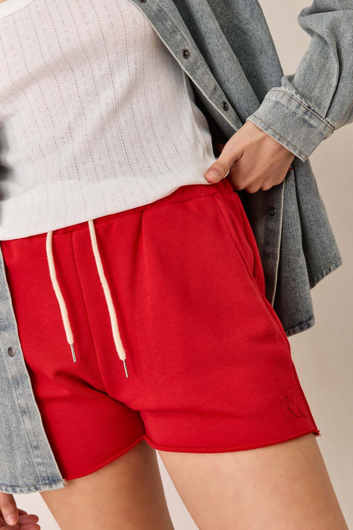 שורטס פרנץ' טרי אדל סיומת גזורה | אדום