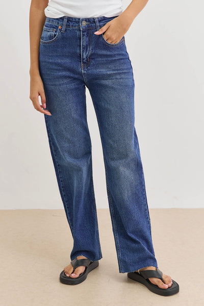 מכנסי ג'ינס סופי מכפלת גזורה | ג'ינס כהה