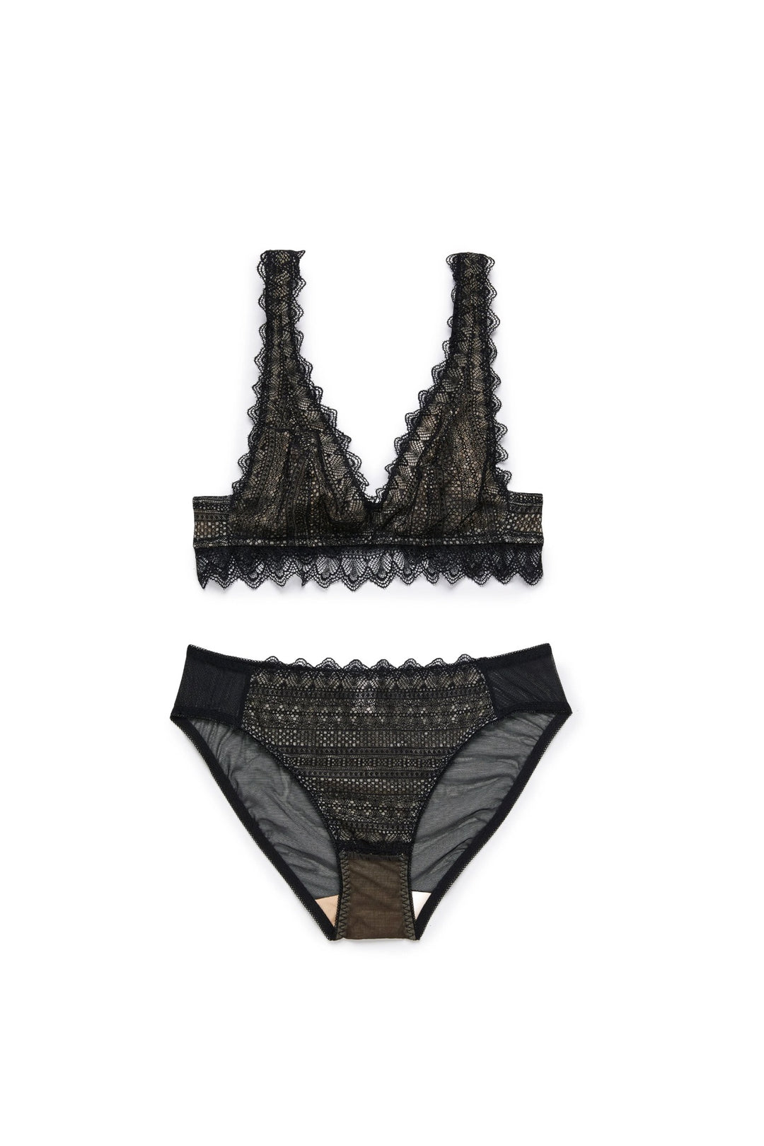 חזיית תחרה אמי בשילוב בטנה | שחור