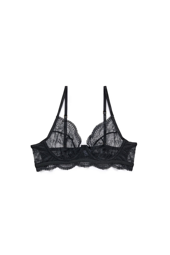 חזיית תחרה פרינסס עם ברזלים | שחור