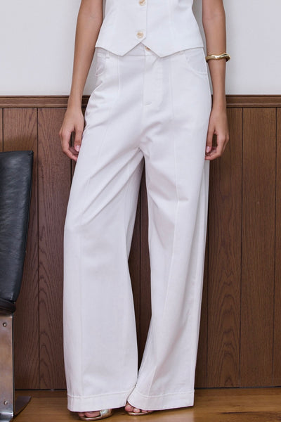 מכנסי אודיה גזרה רחבה | לבן