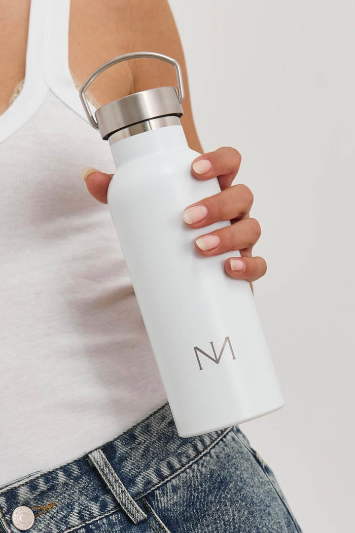 בקבוק תרמי נורי בשילוב לוגו | לבן