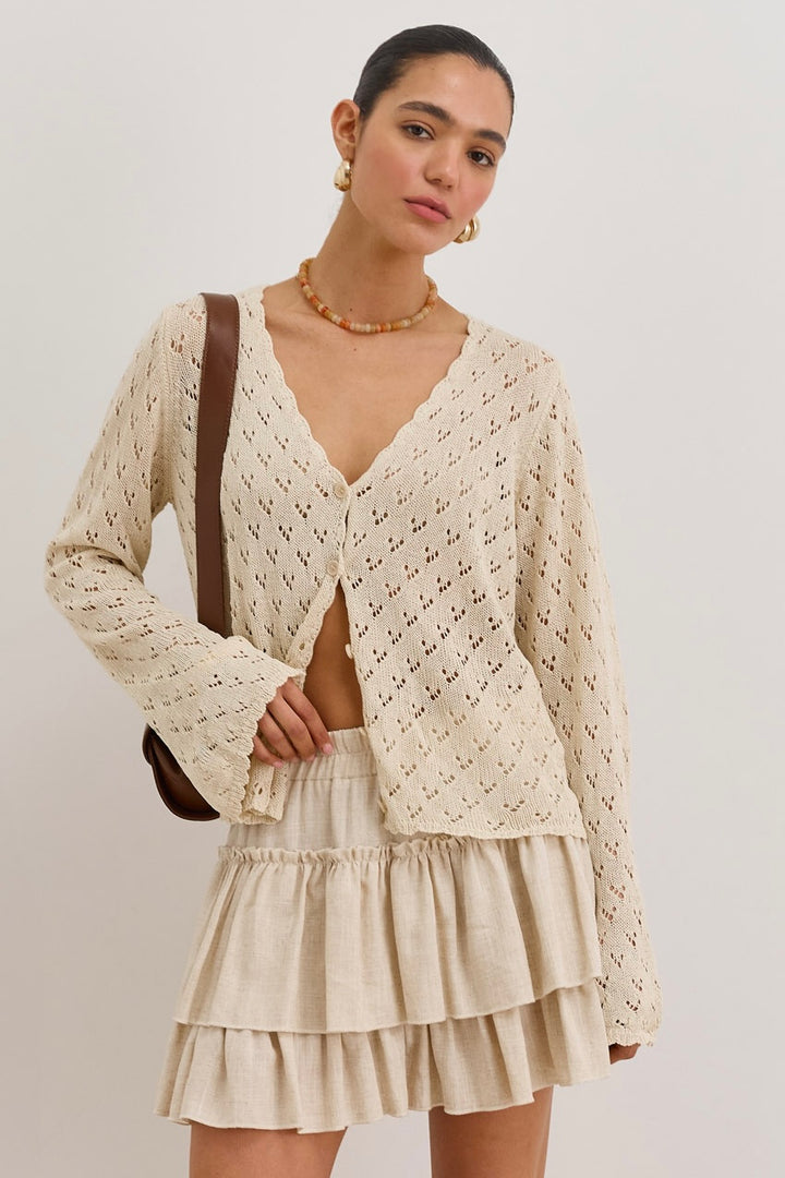 חולצת קרושה סיישל שרוולים מתרחבים | בז'