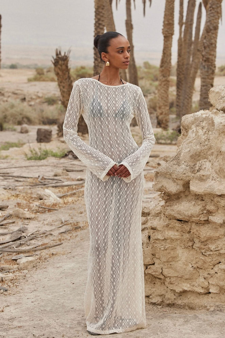 שמלת קרושה בורה בורה מחשוף בגב | שמנת