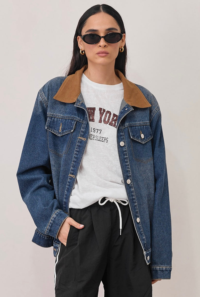 ג'קט ג'ינס דייזי בשילוב צווארון קורדרוי | ג'ינס