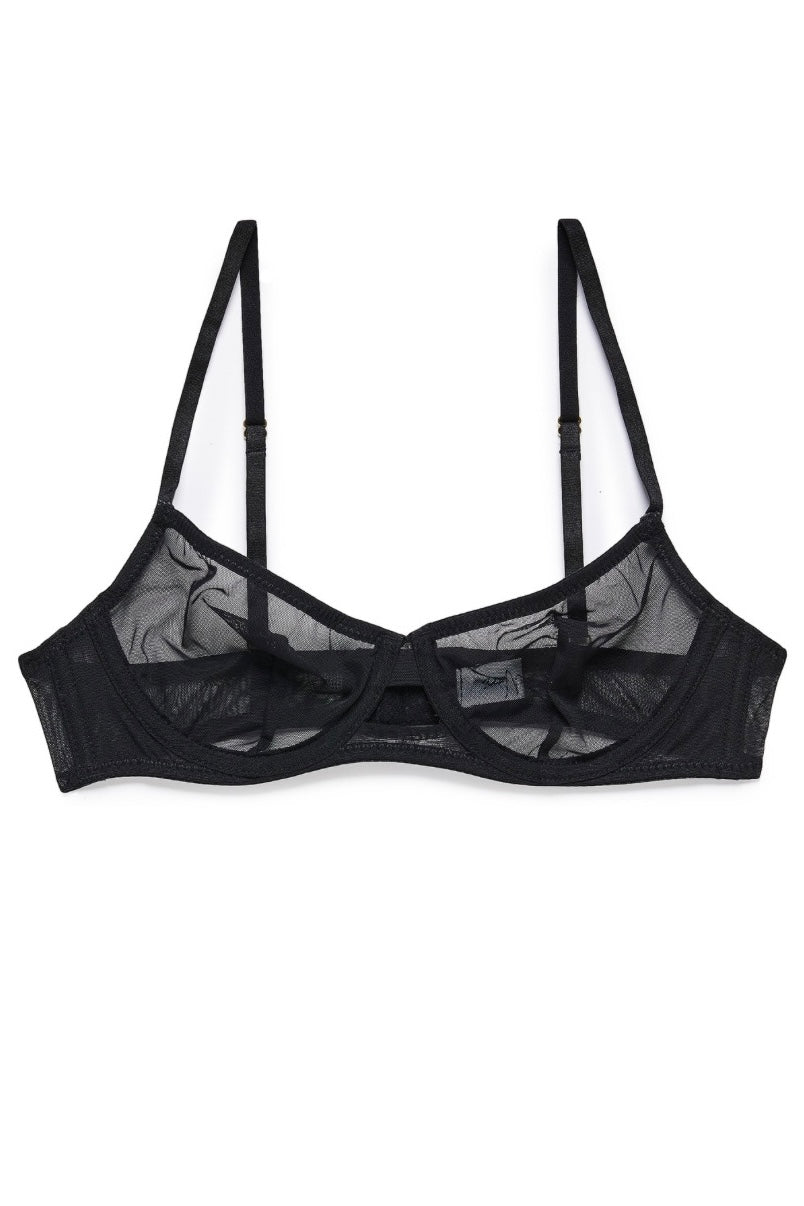 חזיית רשת נסיס בשילוב ברזלים | שחור