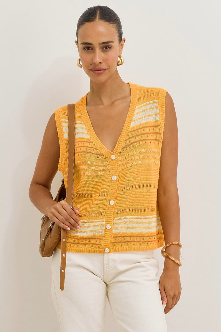 ווסט סריג קיירה עם טקסטורה | צהוב