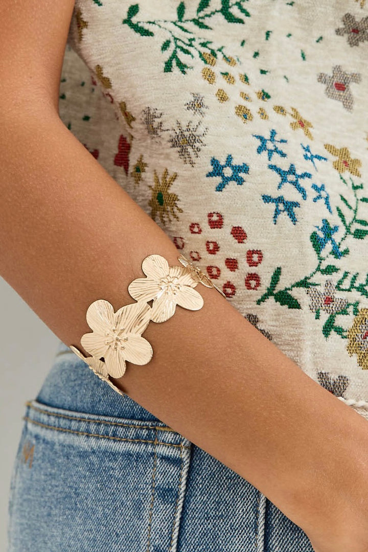 צמיד קשיח גולד פלאוורס | זהב