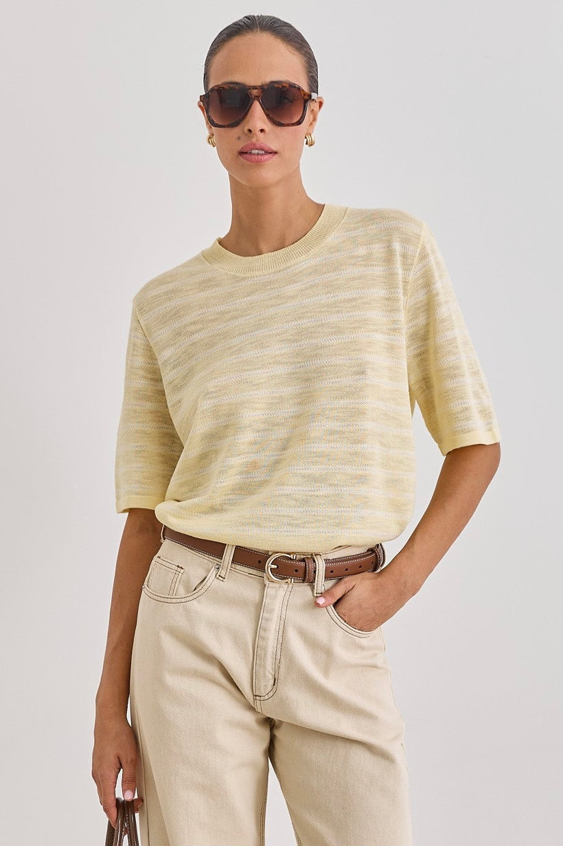 חולצת סריג סול סטרייפס | צהוב חמאה