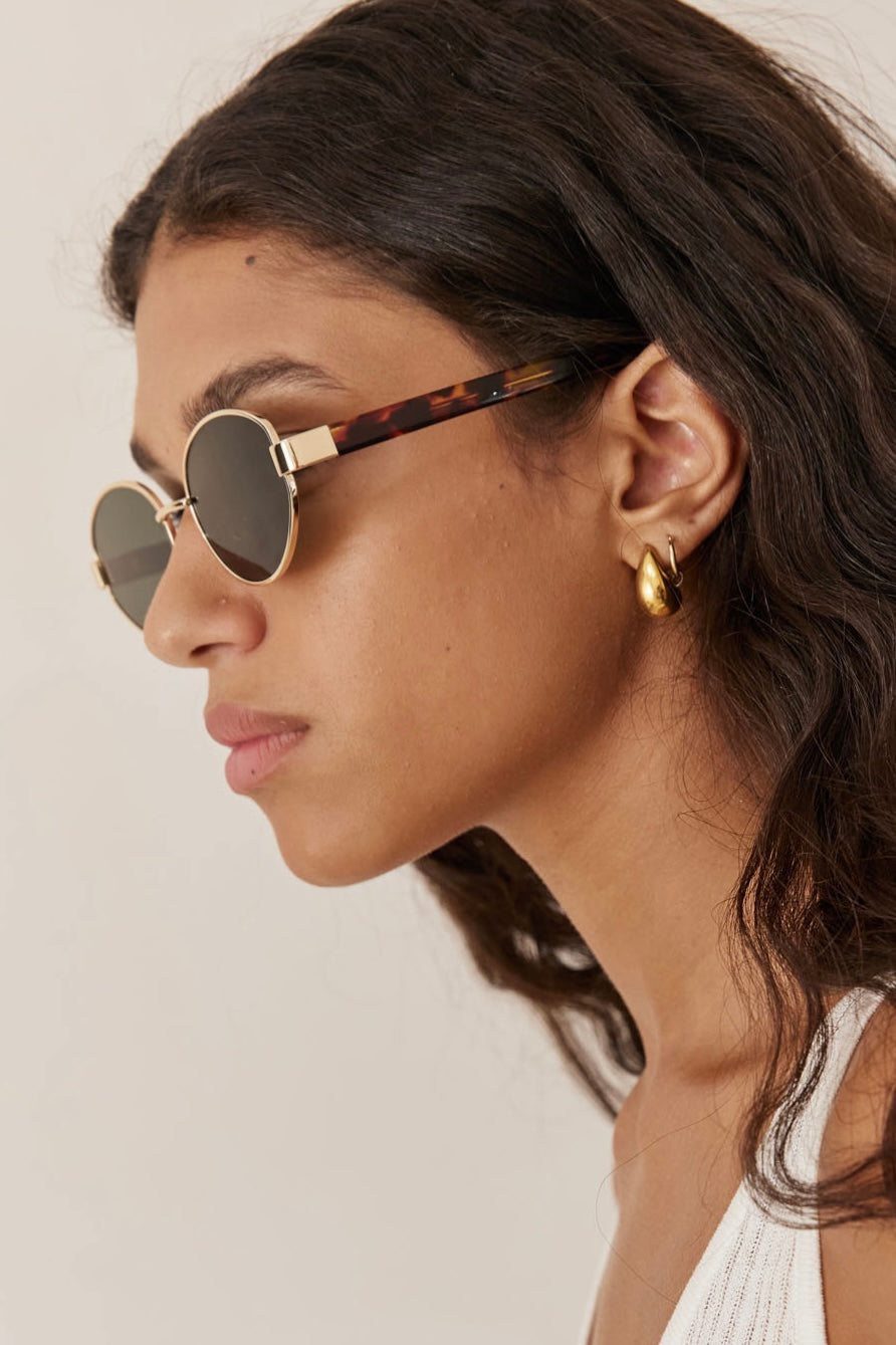 משקפי שמש גולדי מסגרת עגולה | זהב