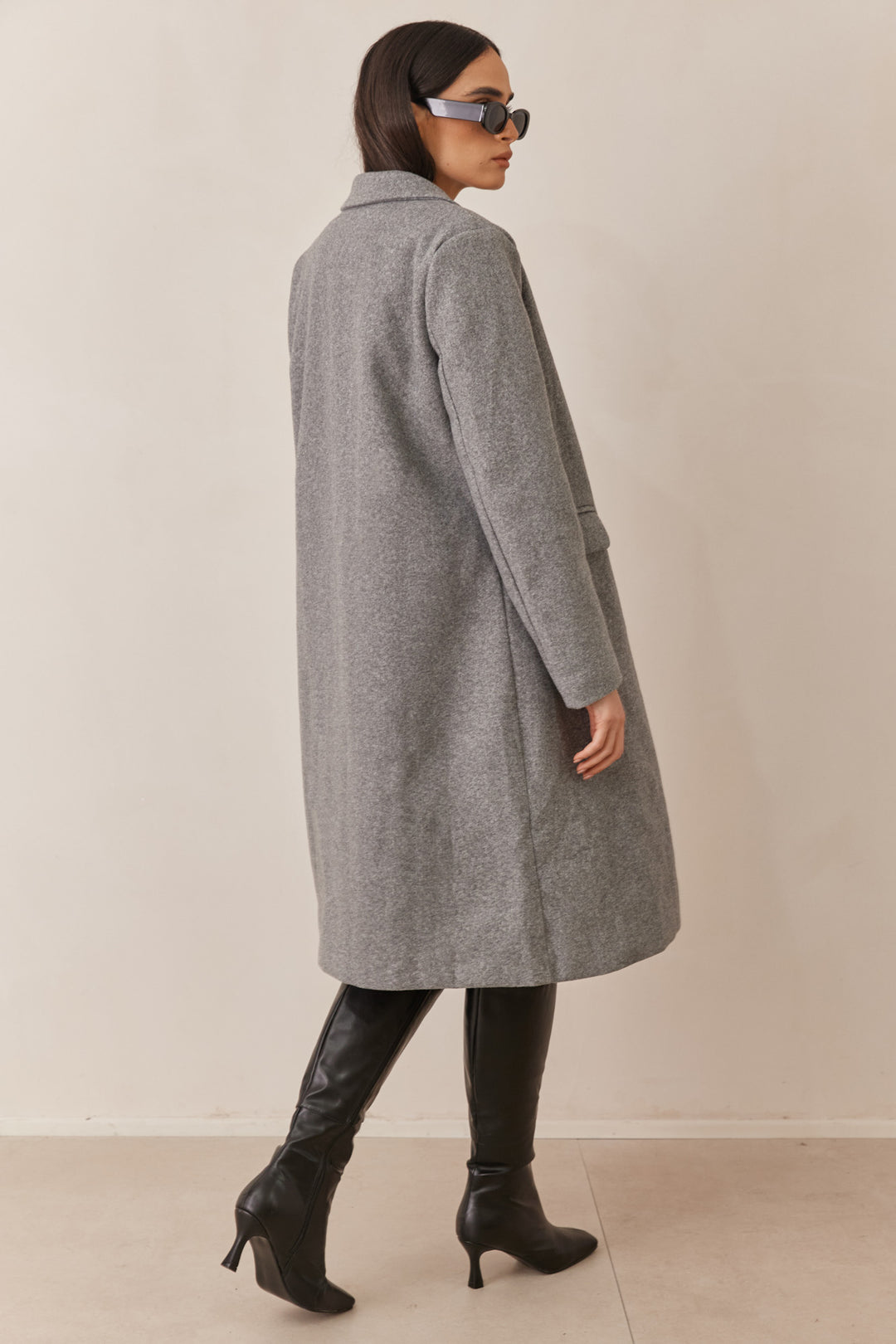 מעיל ארוך צ׳ארלי בשילוב כיסים | אפור