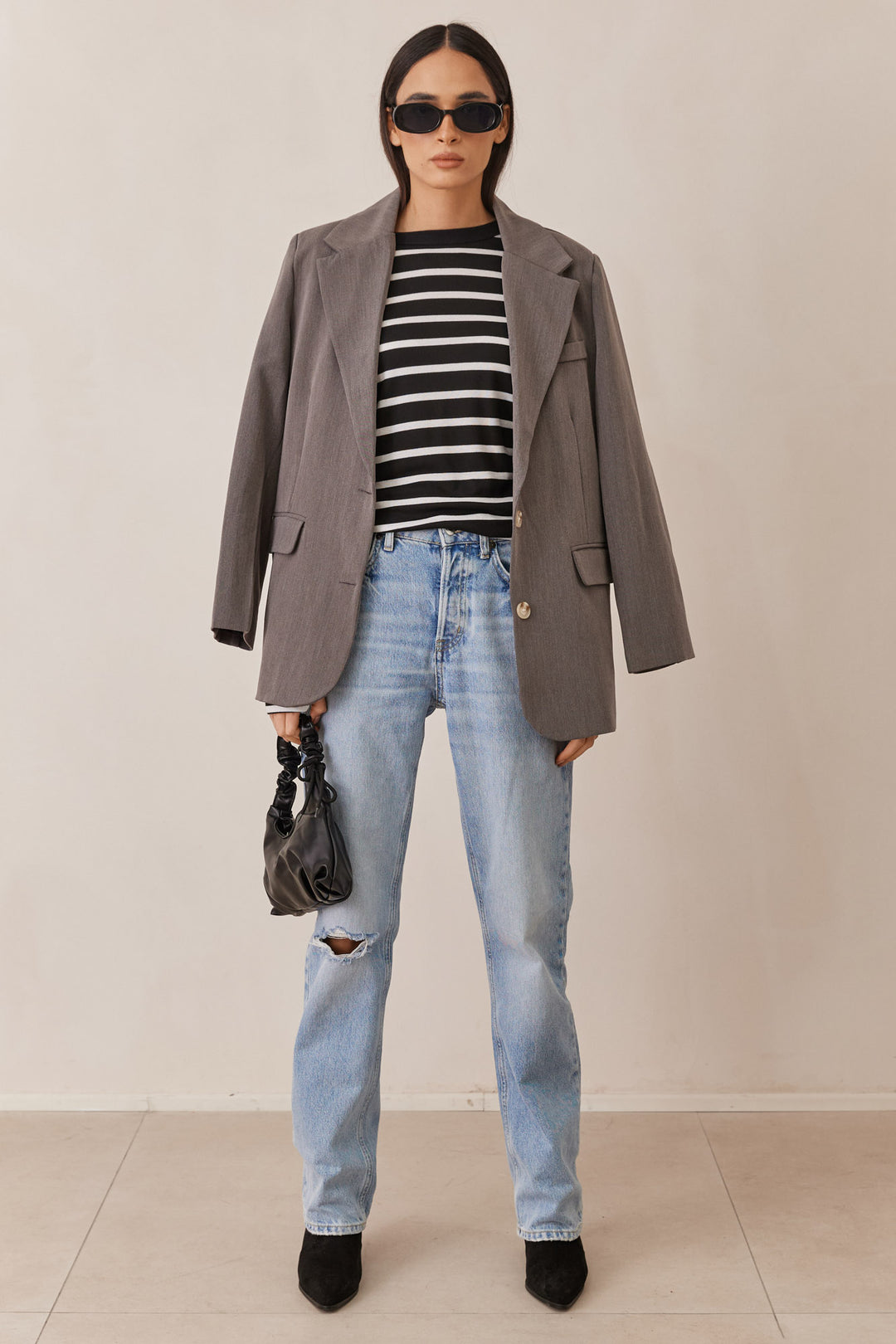 תיק ג'רי דמוי עור ידית כיווצים | שחור