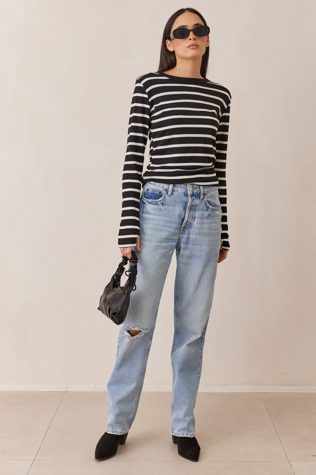 תיק ג'רי דמוי עור ידית כיווצים | שחור