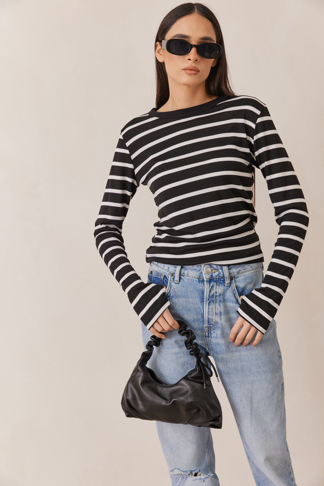 תיק ג'רי דמוי עור ידית כיווצים | שחור