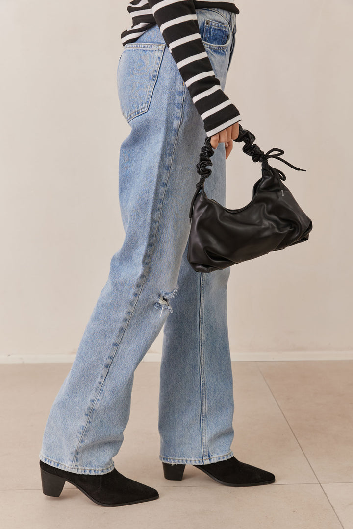 תיק ג'רי דמוי עור ידית כיווצים | שחור