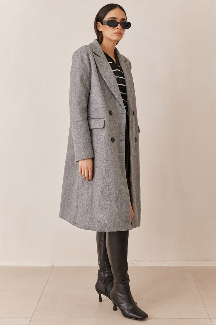 מעיל ארוך צ׳ארלי בשילוב כיסים | אפור