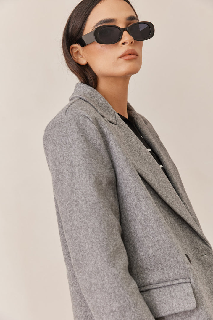 מעיל ארוך צ׳ארלי בשילוב כיסים | אפור