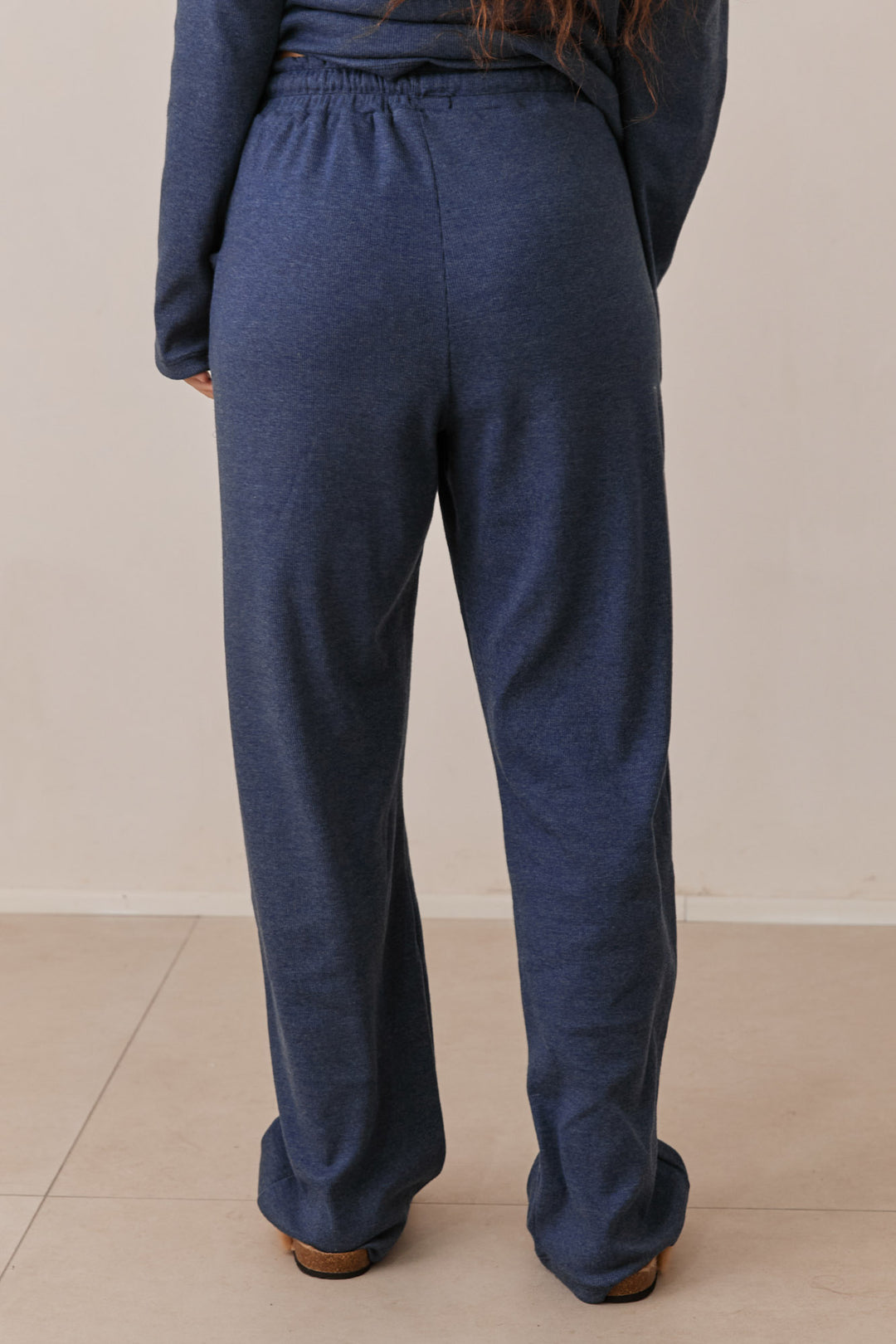 מכנסי מארני בד ריב בשילוב רקמת לוגו | כחול נייבי